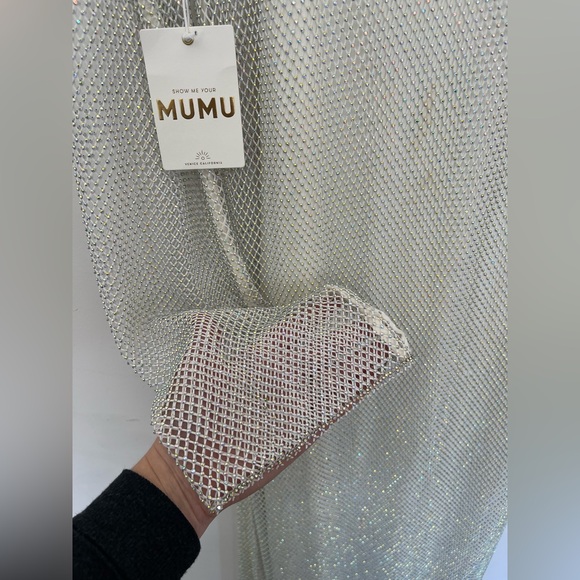 NWT Show Me Your Mumu Iconic Maxi Dress size Large with slip rhinestone white - Picture 10 of 12